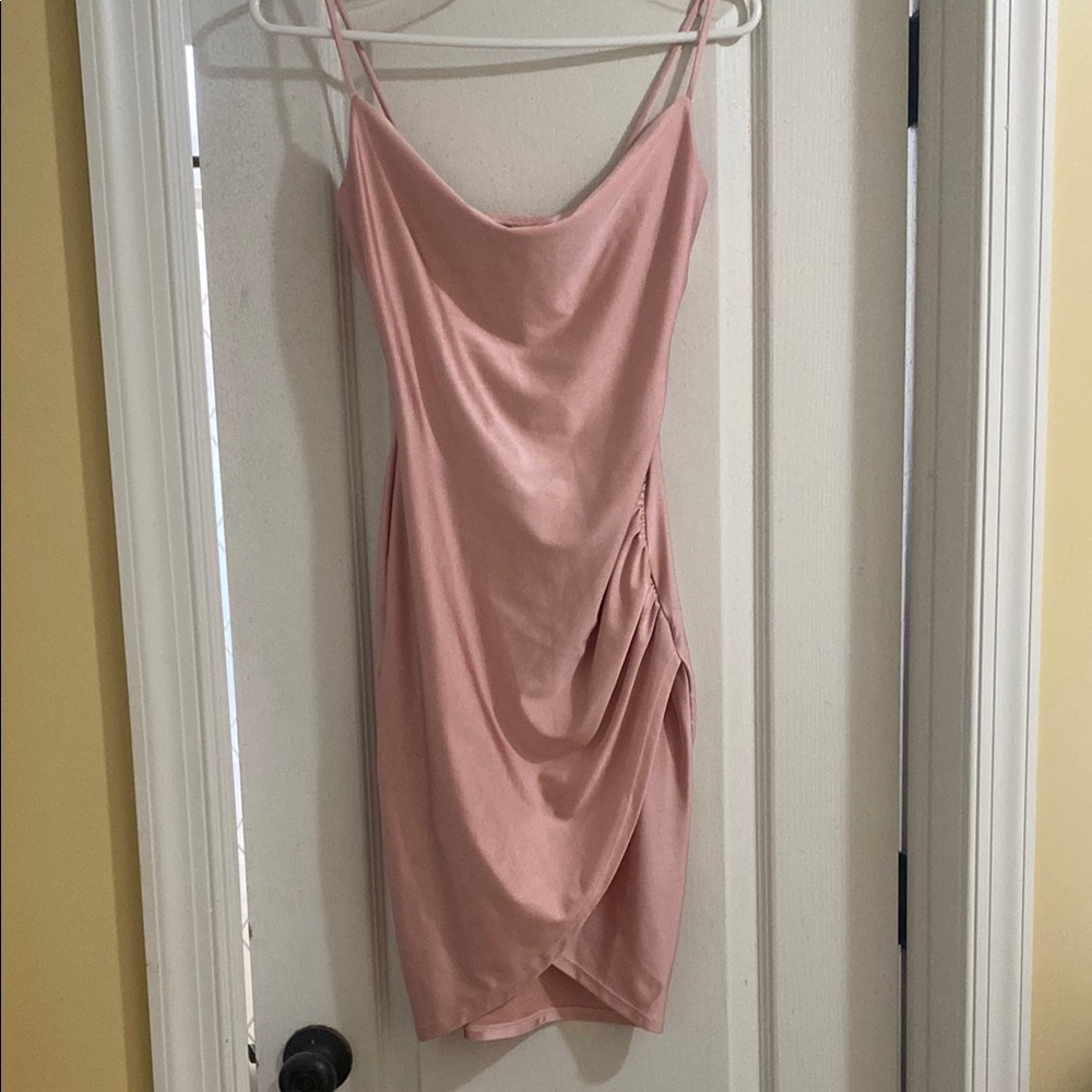 Windsor Pink Asymmetrical Ruched Mini Dress